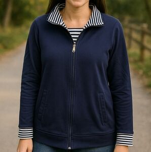 Emily Daniels Deep Blue Zip-Up Sweatshirt‎ 1X